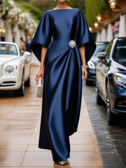 Luxe Glitter Satin Batwing Sleeve Maxi Dress