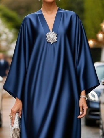 Luxe Glitter Satin Kaftan Maxi Dress